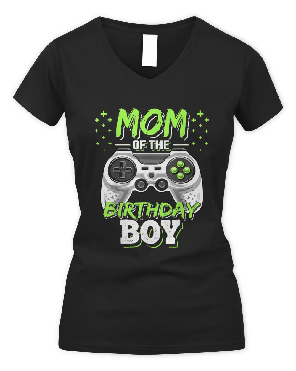 Mom of the Birthday Boy Matching Video Gamer Birthday Party T-Shirt Women's V-Neck T-Shirt black s