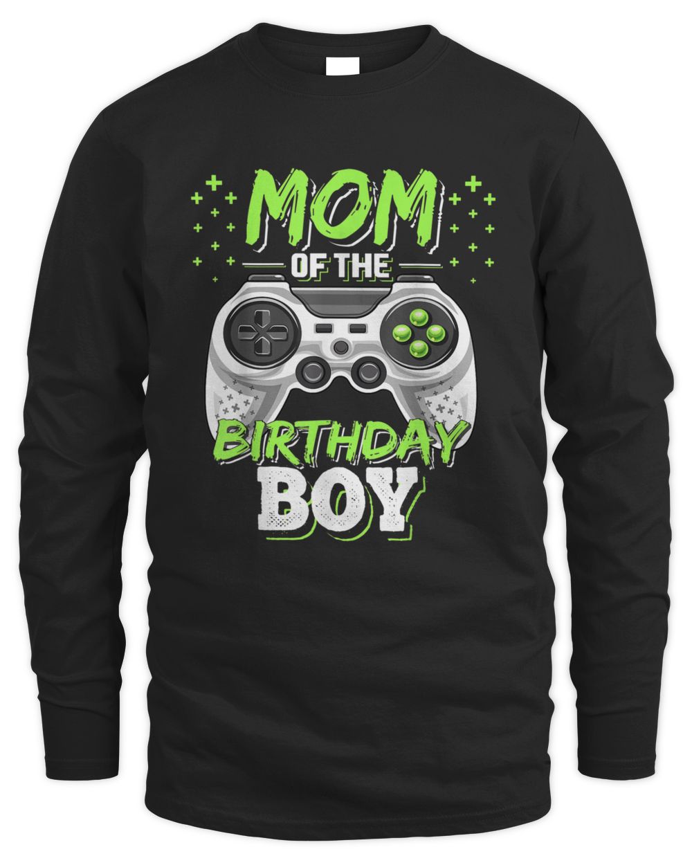 Mom of the Birthday Boy Matching Video Gamer Birthday Party T-Shirt Men's Long Sleeved T-Shirt black s