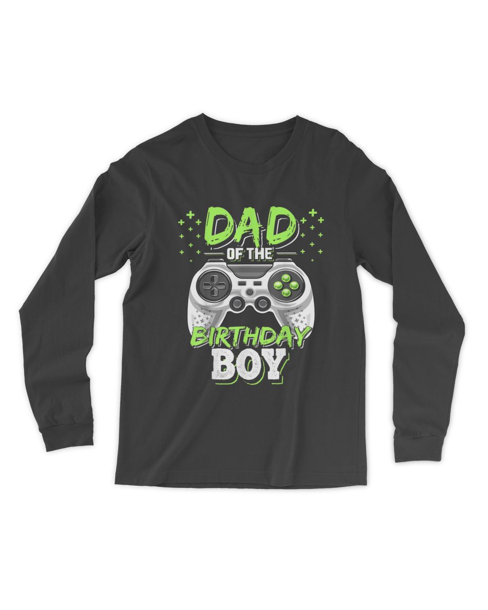 Mens Dad of the Birthday Boy Matching Video Gamer Birthday Party T-Shirt Men's Long Sleeved T-Shirt black s