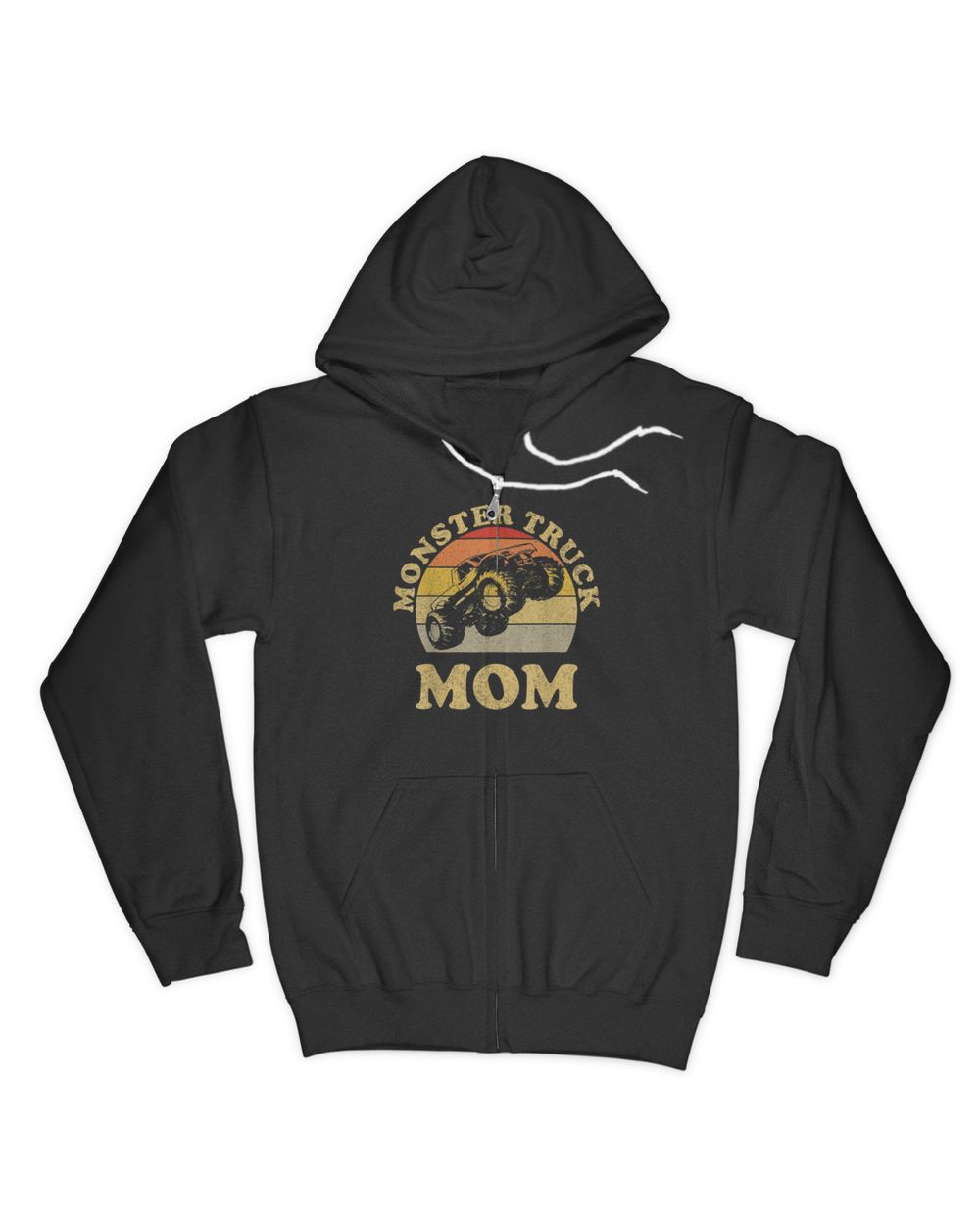 Monster Truck Mom Retro Vintage Monster Truck Shirt T-Shirt Men's Zip Hoodie black s