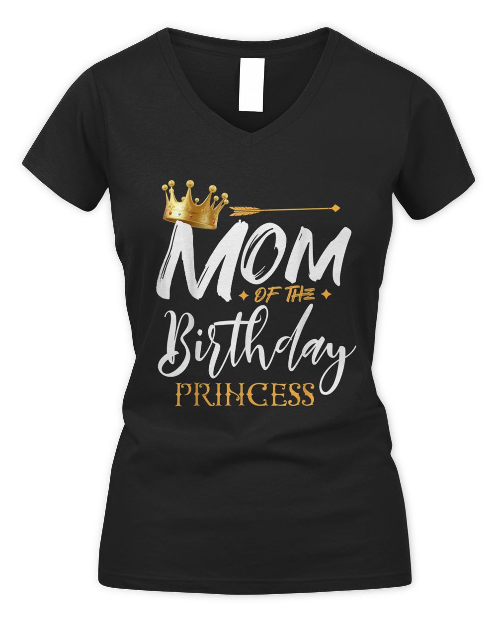 Mom Of The Birthday Princess Funny Mama Mommy Grandma Nana T-Shirt Women's V-Neck T-Shirt black s