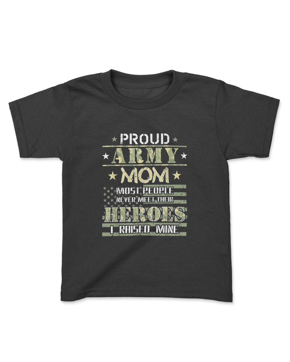 Proud Army Mom I Raised My Heroes Camouflage Graphics Army T-Shirt Kids Standard T-Shirt black xs