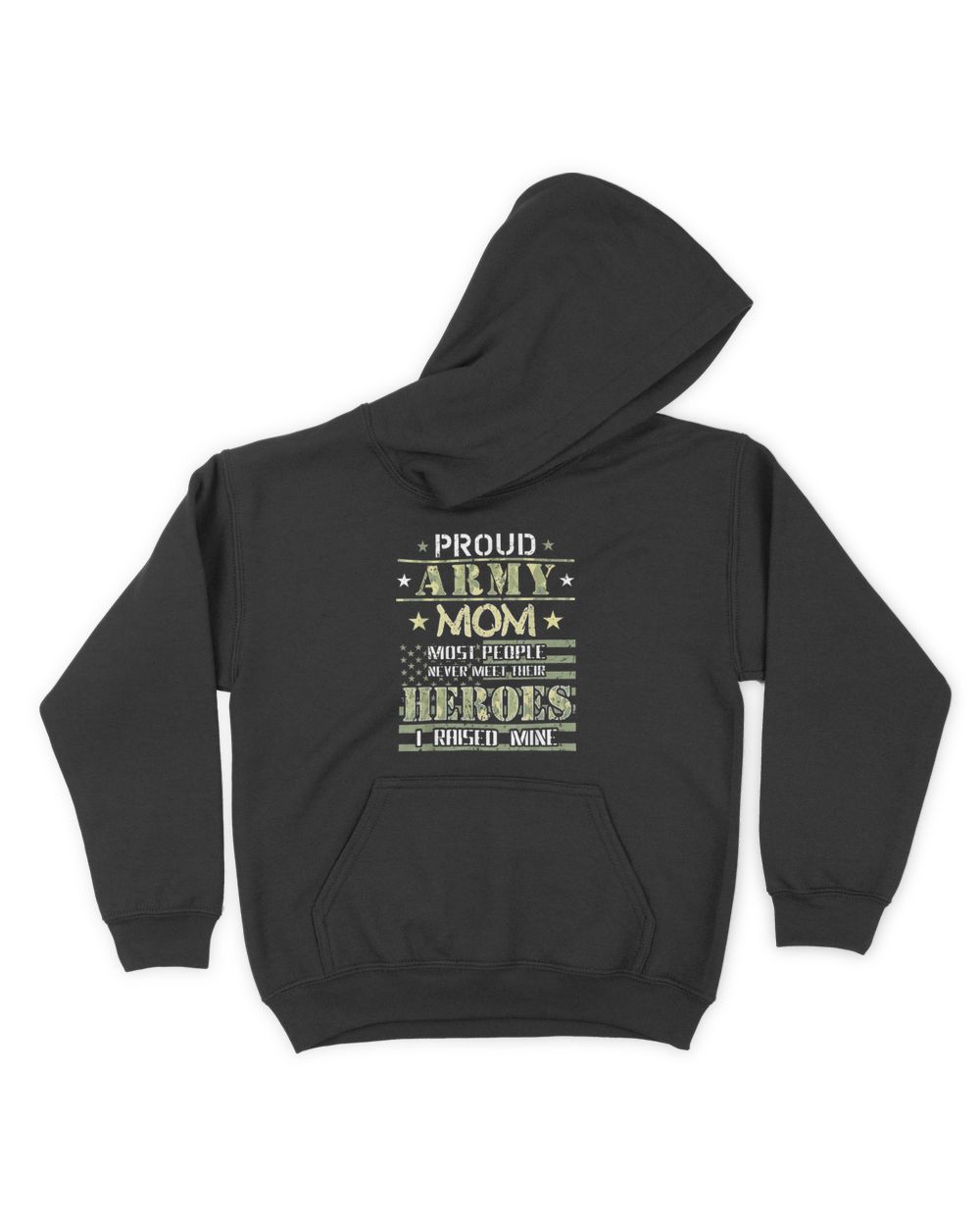 Proud Army Mom I Raised My Heroes Camouflage Graphics Army T-Shirt Kids Pullover Hoodie black xs