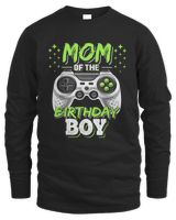 Mom of the Birthday Boy Matching Video Gamer Birthday Party T-Shirt Men's Long Sleeved T-Shirt black s