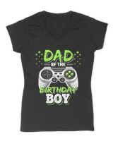 Mens Dad of the Birthday Boy Matching Video Gamer Birthday Party T-Shirt Women's V-Neck T-Shirt black s
