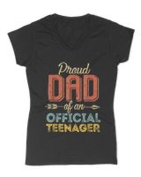 Proud Dad of Official Teenager 13th Birthday 13 Yrs Old T-Shirt Women's V-Neck T-Shirt black s